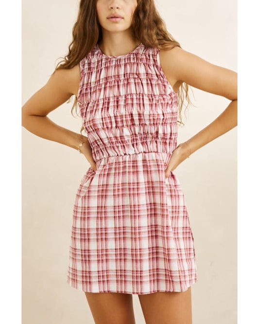 Chelsea Check Mini Dress - Plum | Rhythm