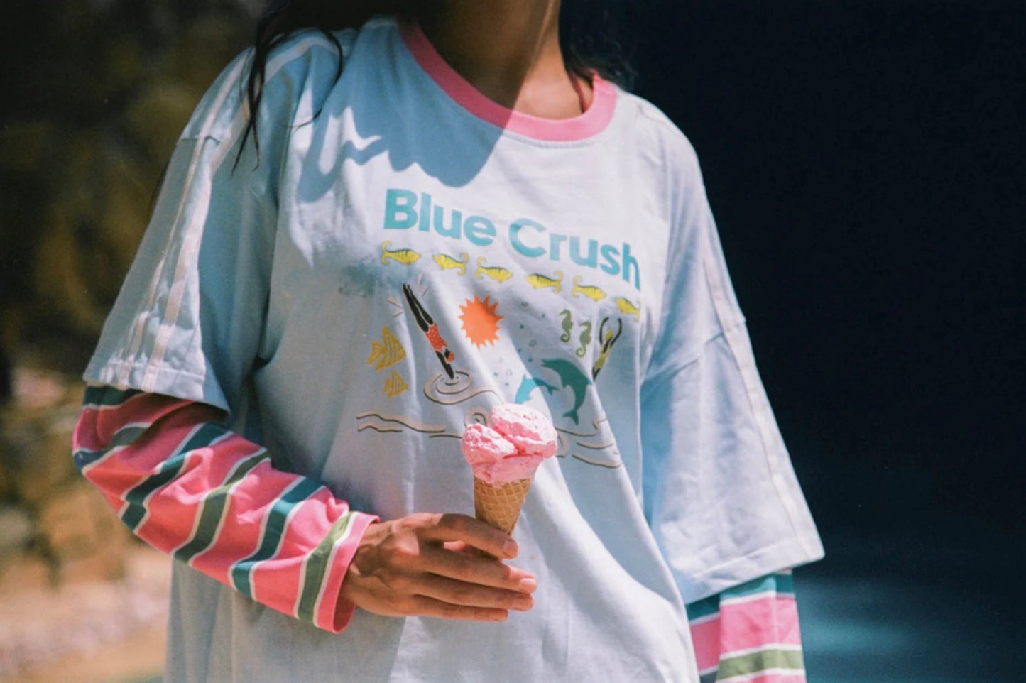 Adults Blue Crush Layered Long Sleeve in Blue/Green - Pre order