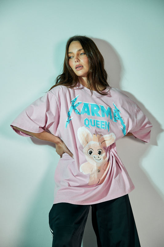THE KARMA QUEEN BLING TEE - PINK l Sabbi