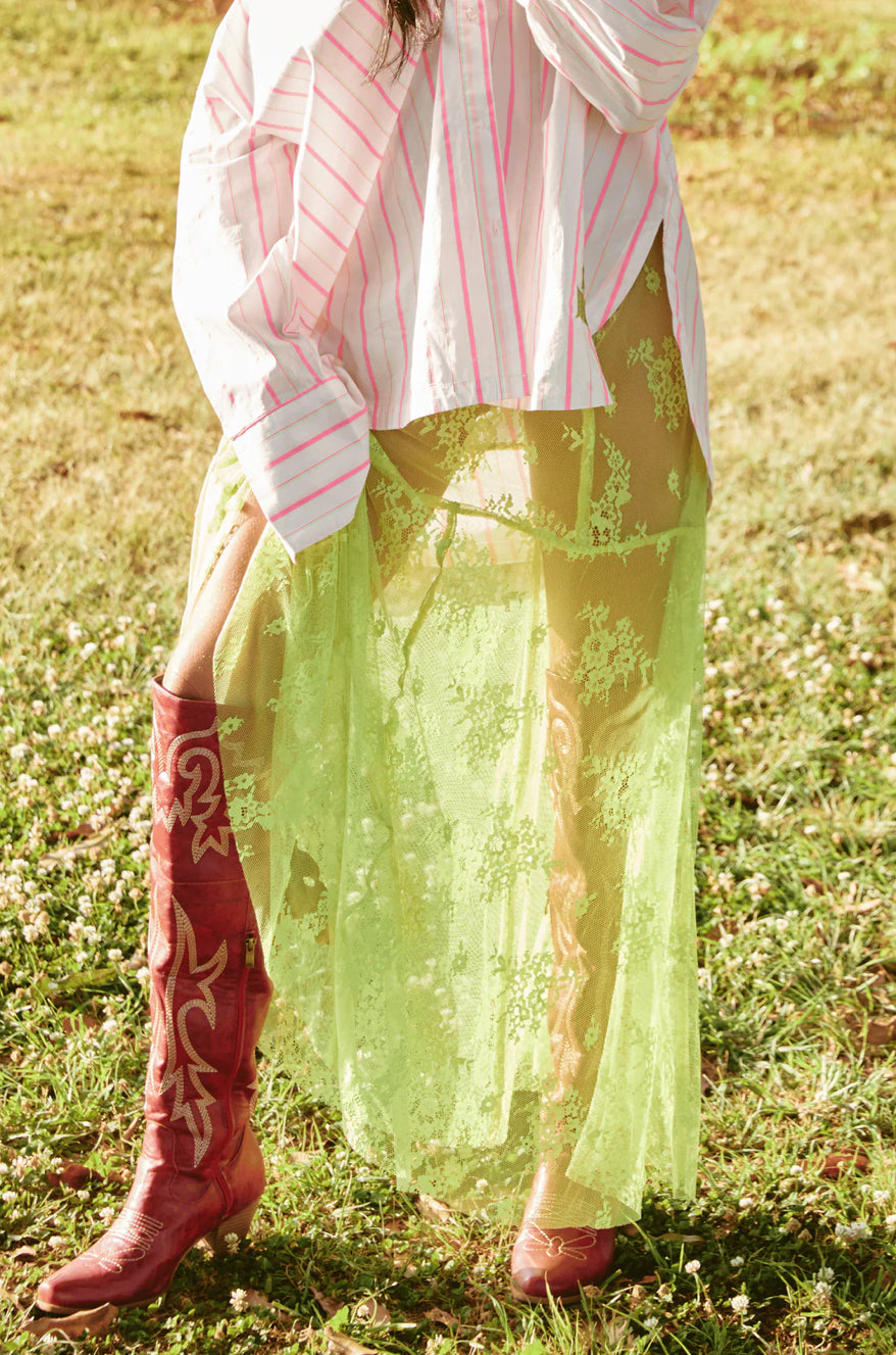 The Lace Maxi Skirt - Chartreuse | Sabbi