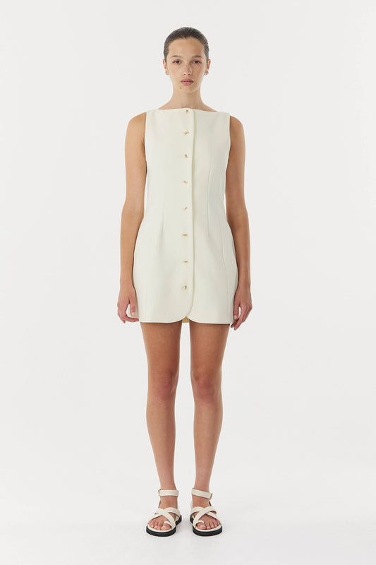 Skyline Tailored Mini Dress Warm White | Third Form