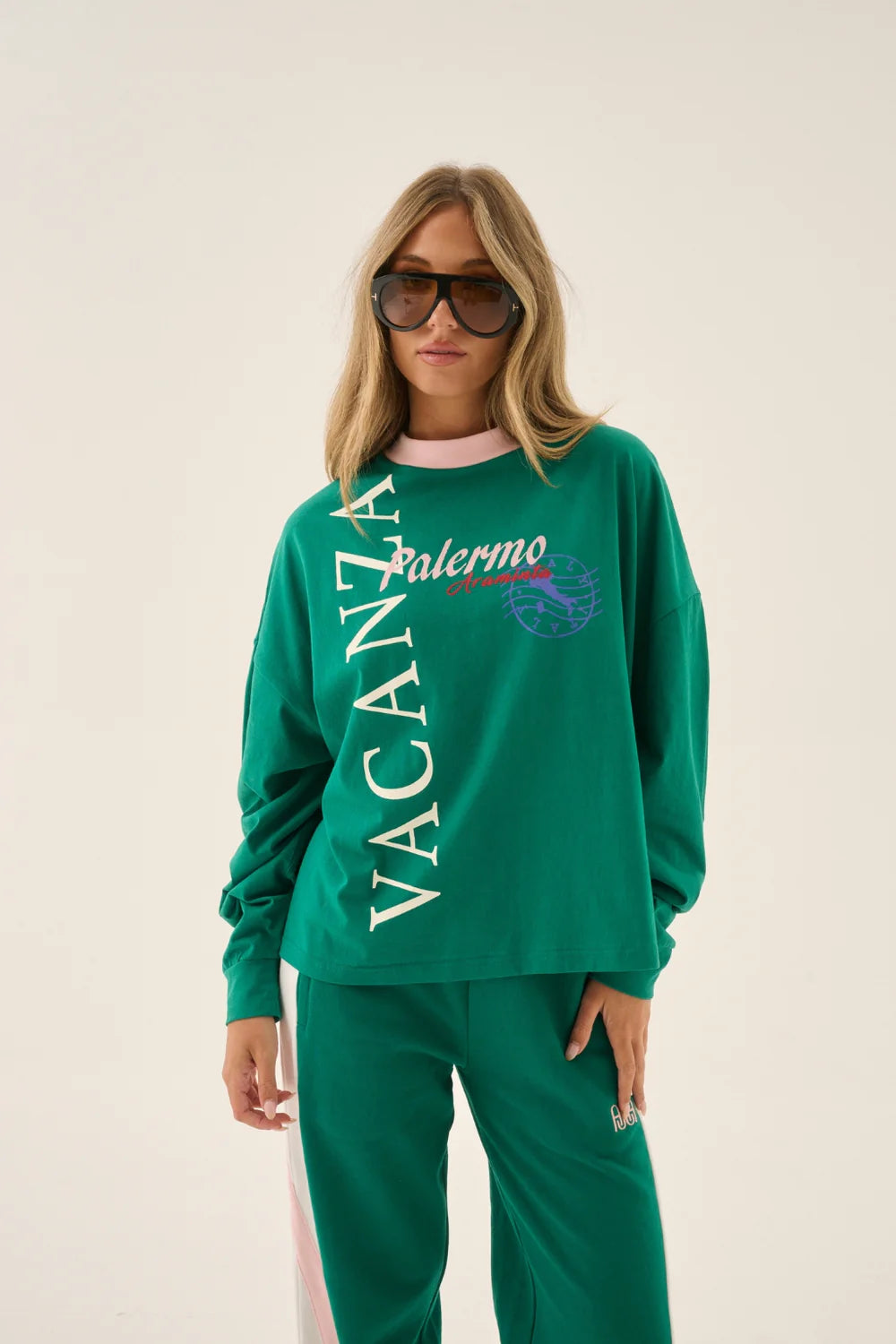 Vacanza Long Sleeve Tee - Sea Green | Araminta James