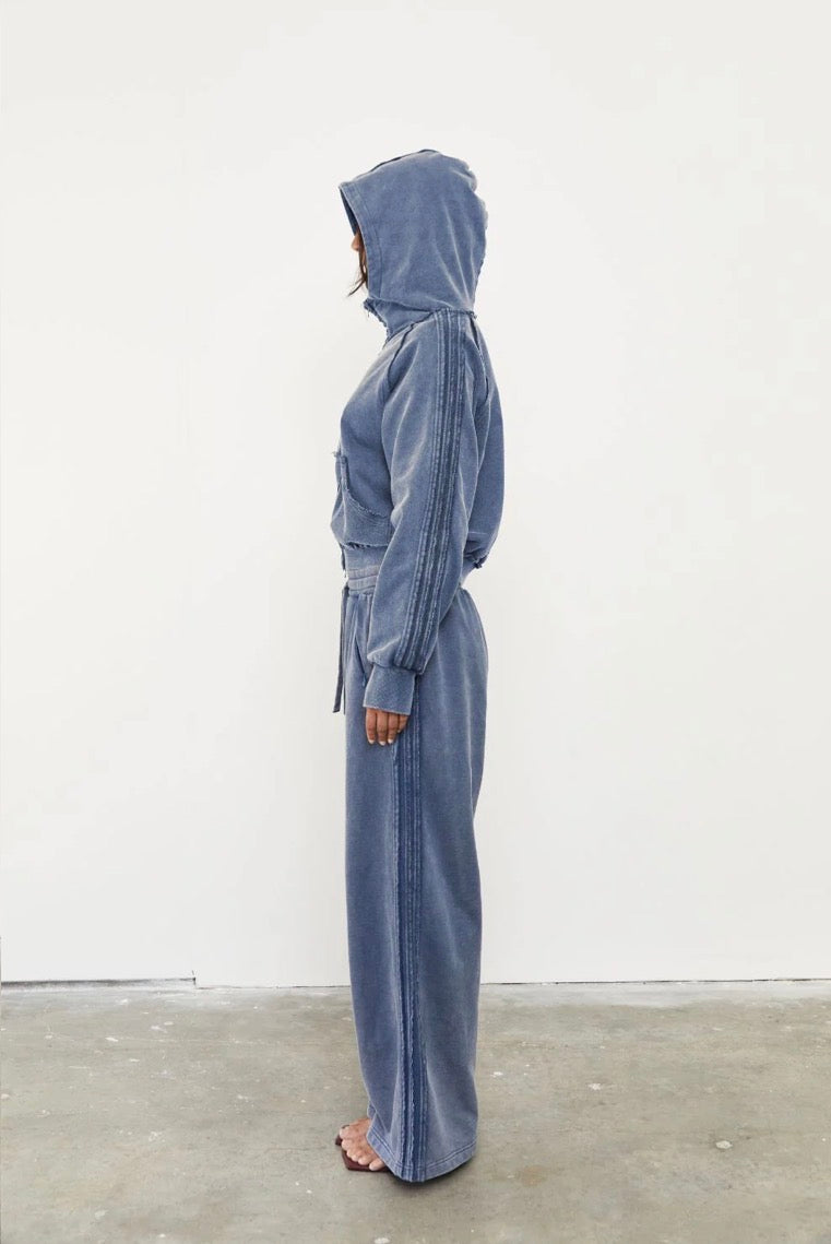 Wide Leg Acid Ash Tracksuit Pant - Sky | Pinky & Kamal