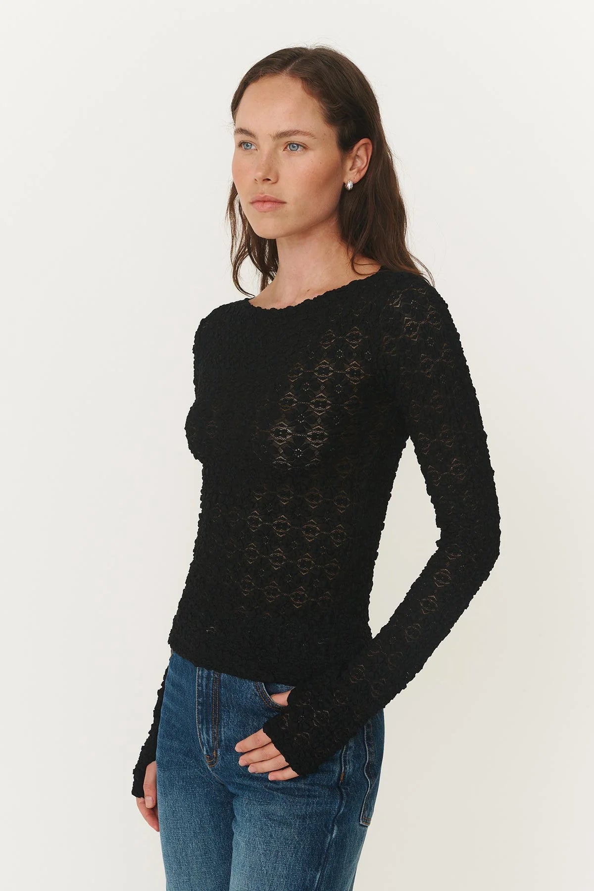 Samantha Clover Lace Top - Noir | Rowie