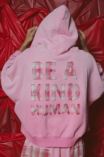 The Be A Kind Human Hoodie - Pink | Sabbi