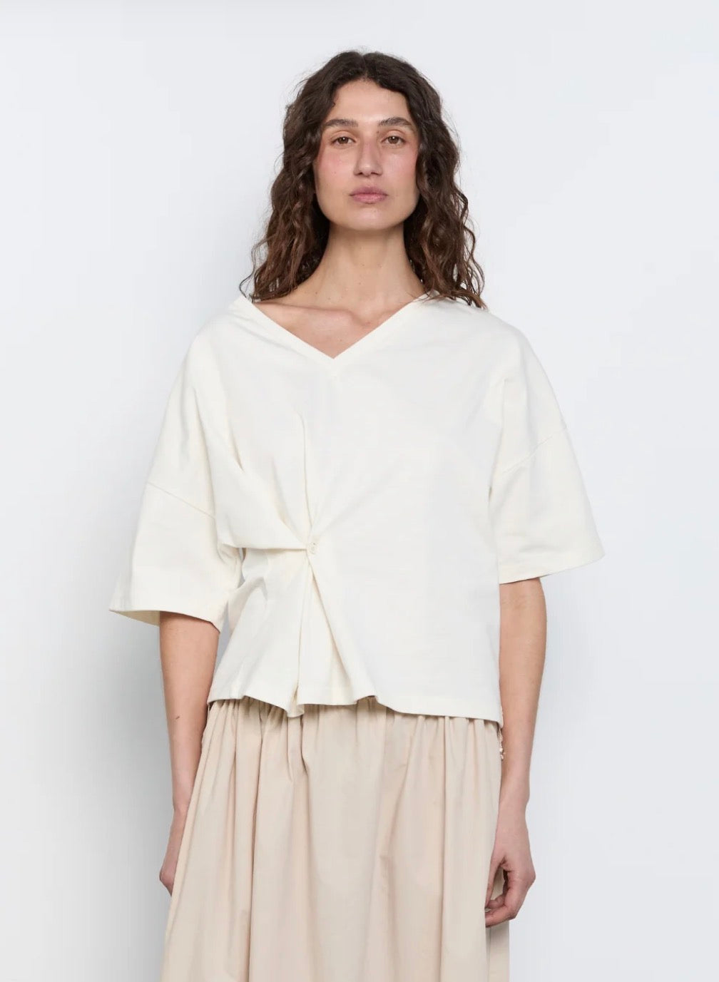 Button Wrap T Shirt White | Pinky & Kamal