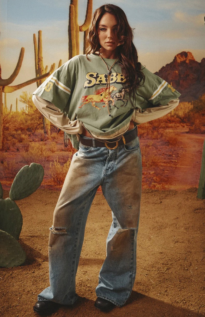 Neigh Sayer Long Sleeve Tee - Green | Sabbi