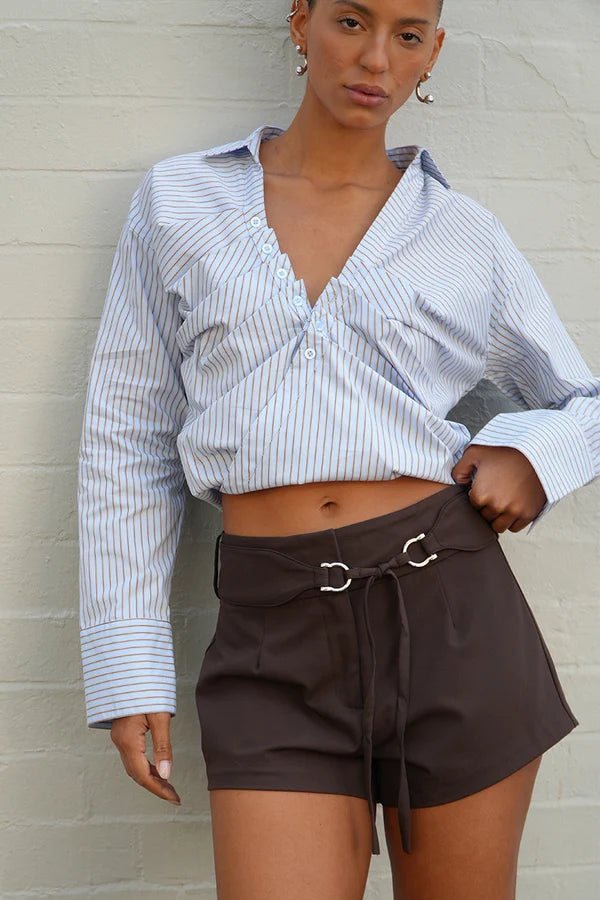 Asun Shirt - Blue/Brown| Sovere
