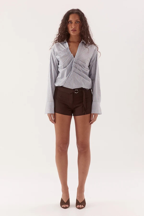 Asun Shirt - Blue/Brown| Sovere