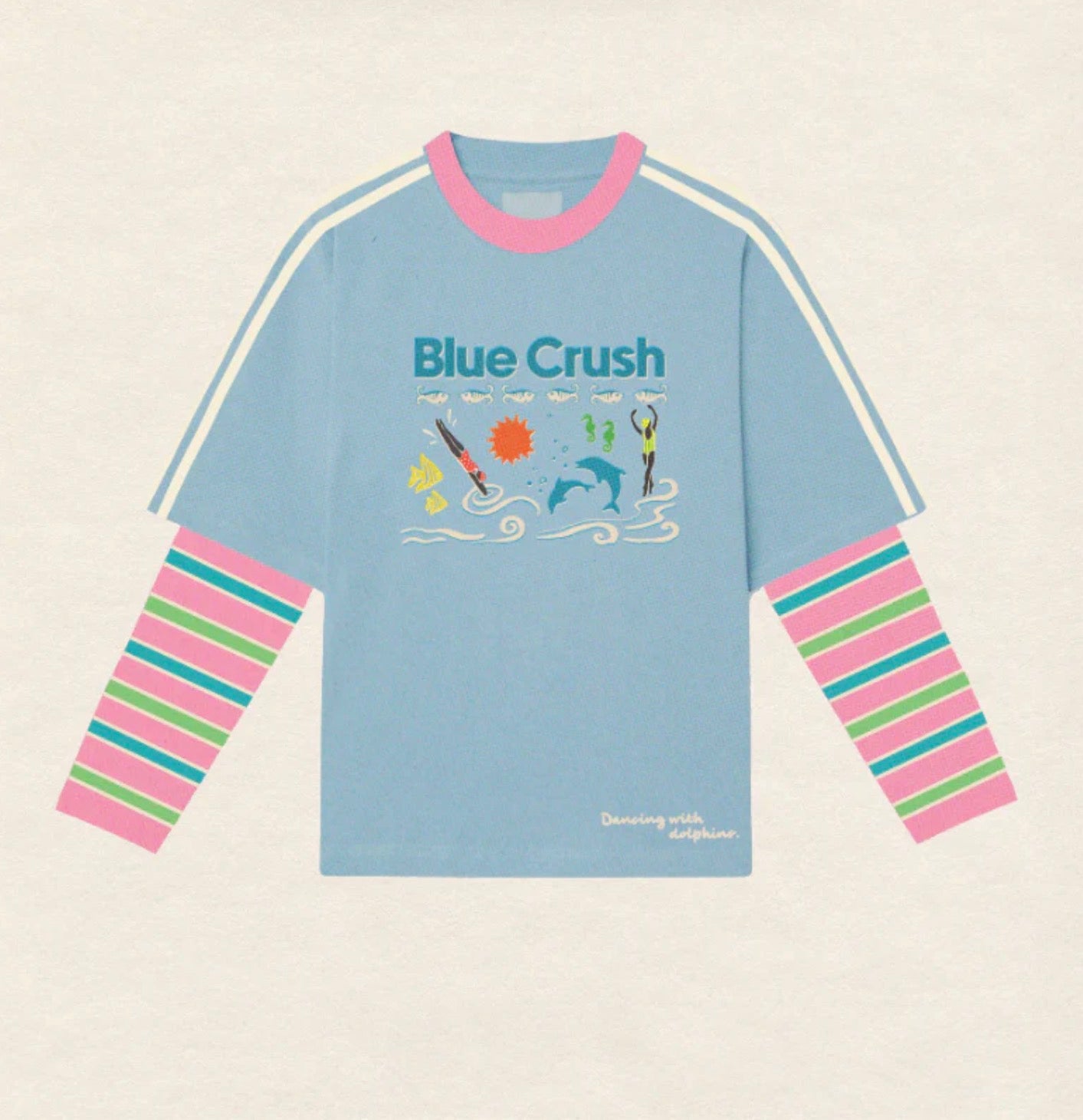 Adults Blue Crush Layered Long Sleeve in Blue/Green - Pre order
