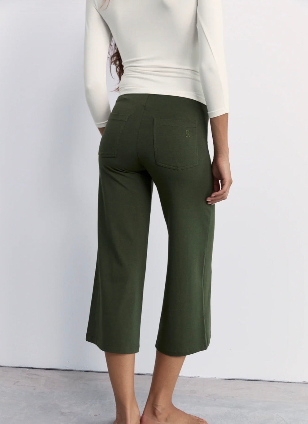 Mid Rise Flare 7’8 Length -Khaki | Pinky & Kamal