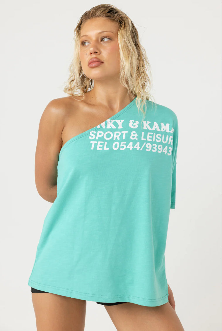 ONE SHOULDER T-SHIRT - AQUA | Pinky & Kamal