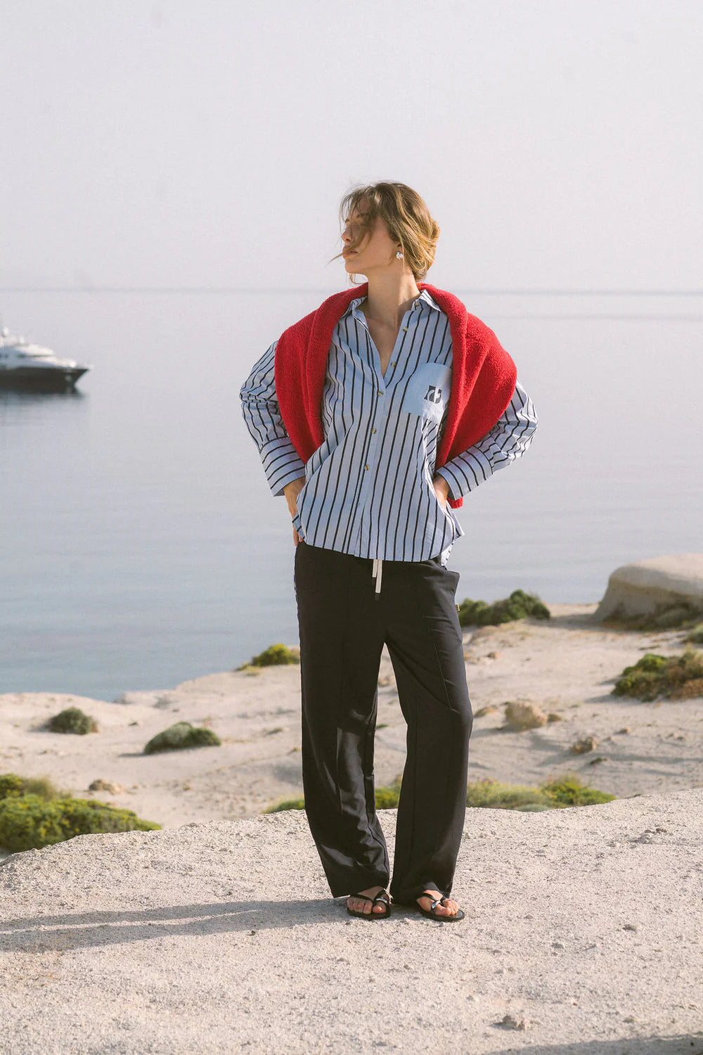 AJ Crest Palermo Shirt - Sea Blue | Araminta James