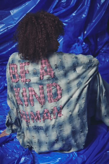 Be A Kind Human Oversized Shirt - Blue | Sabbi
