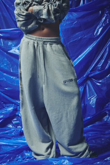 Check Mate Wide Leg Trackies - Blue | Sabbi