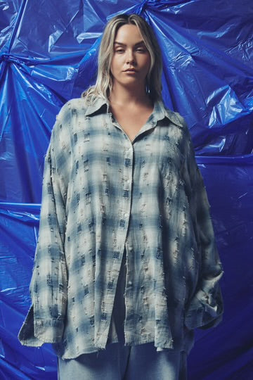 Be A Kind Human Oversized Shirt - Blue | Sabbi