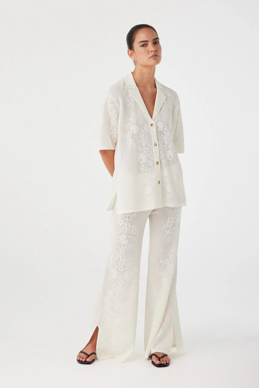 Aster Crochet Pant - Cream | Arcaa