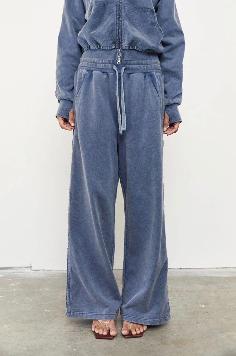Wide Leg Acid Ash Tracksuit Pant - Sky | Pinky & Kamal