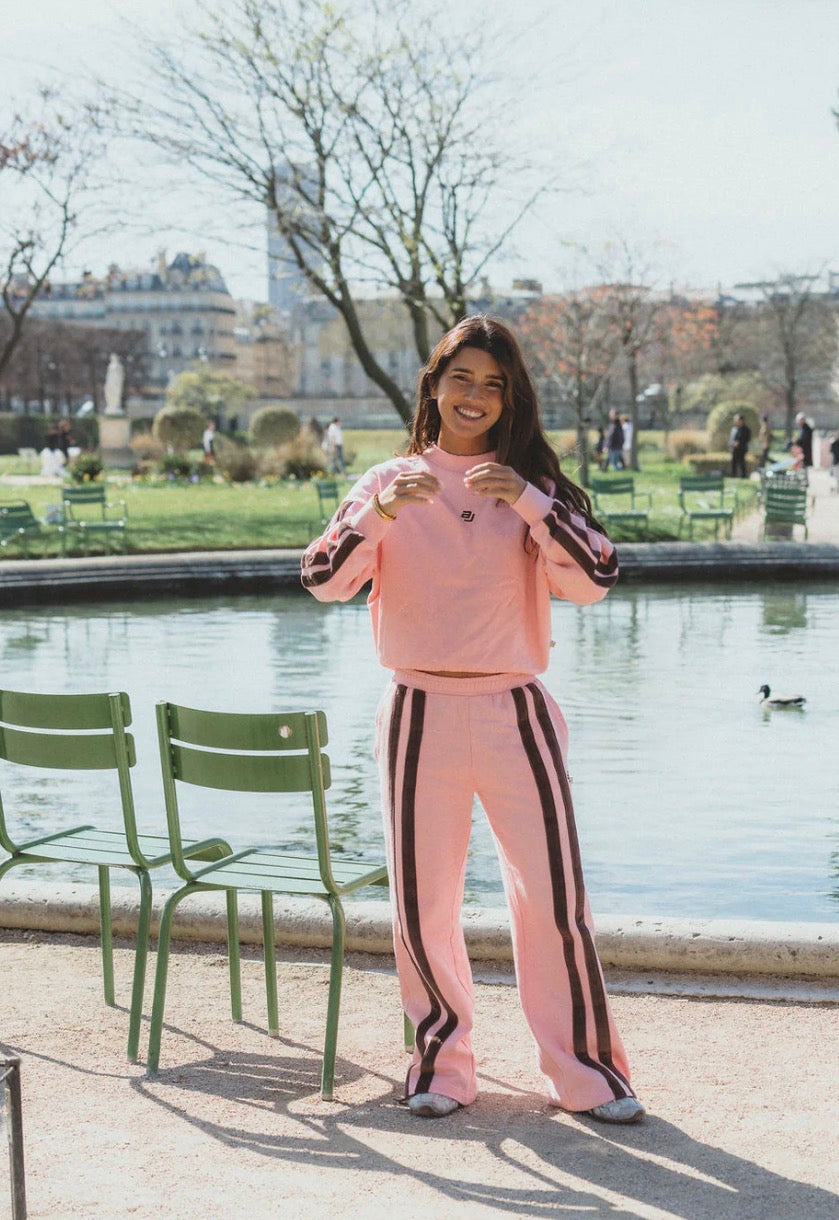 AJ Logo Stripe Trackpant Rose Quartz | Araminta James