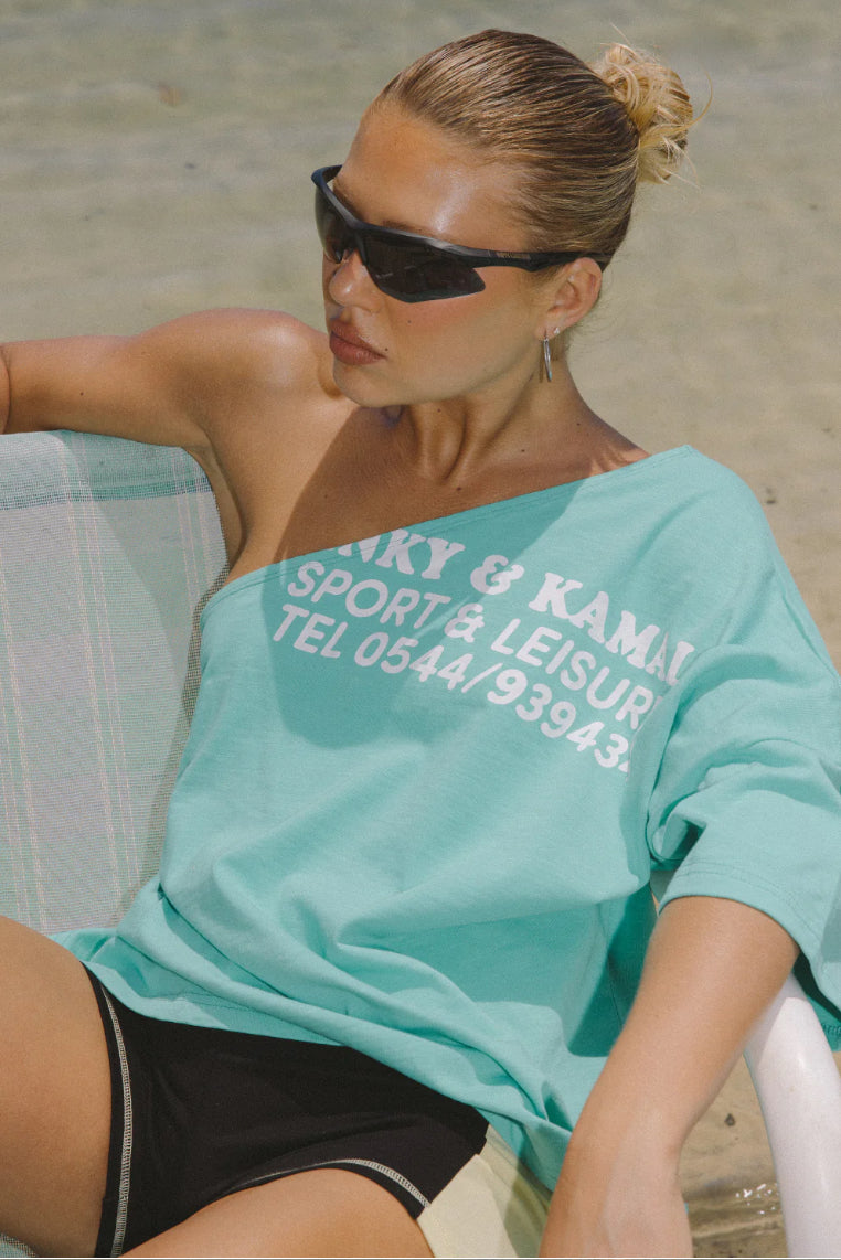 ONE SHOULDER T-SHIRT - AQUA | Pinky & Kamal