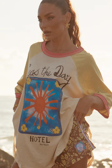 The Seas The Day Raglan Tee - Mustard | Sabbi