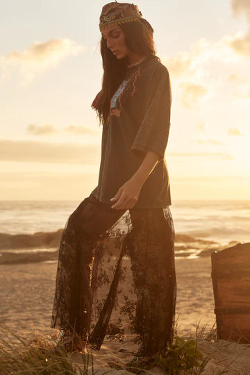 The Lace Maxi Skirt - Black | Sabbi