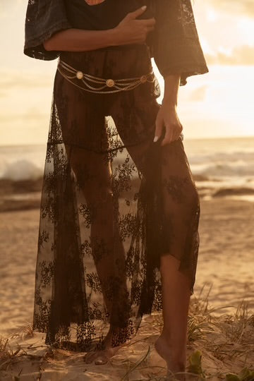 The Lace Maxi Skirt - Black | Sabbi