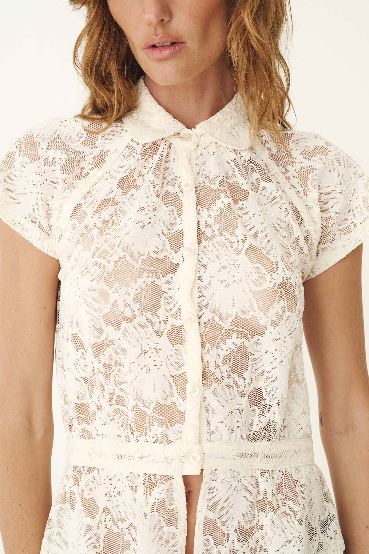 Allie Lace Peplum Blouse | Rowie