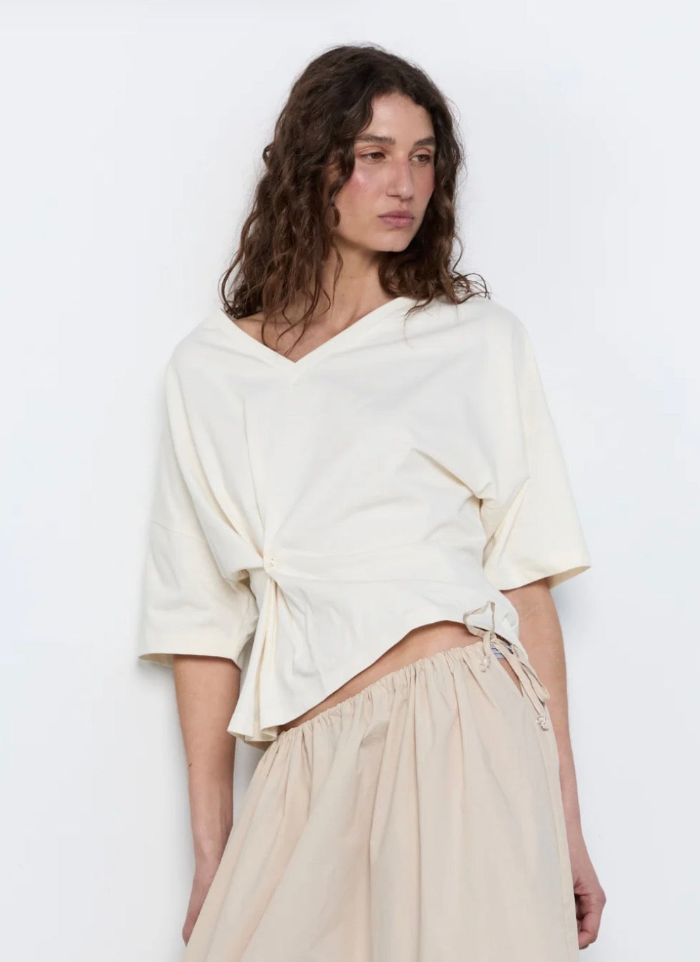 Button Wrap T Shirt White | Pinky & Kamal