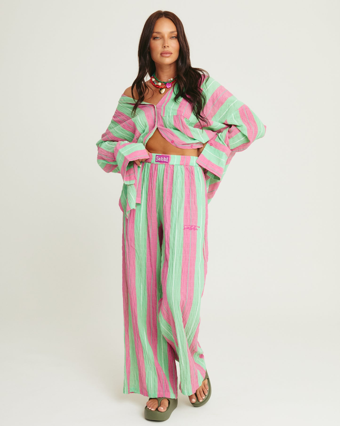 The Mexicola Pant - Pop Stripe Green | Sabbi