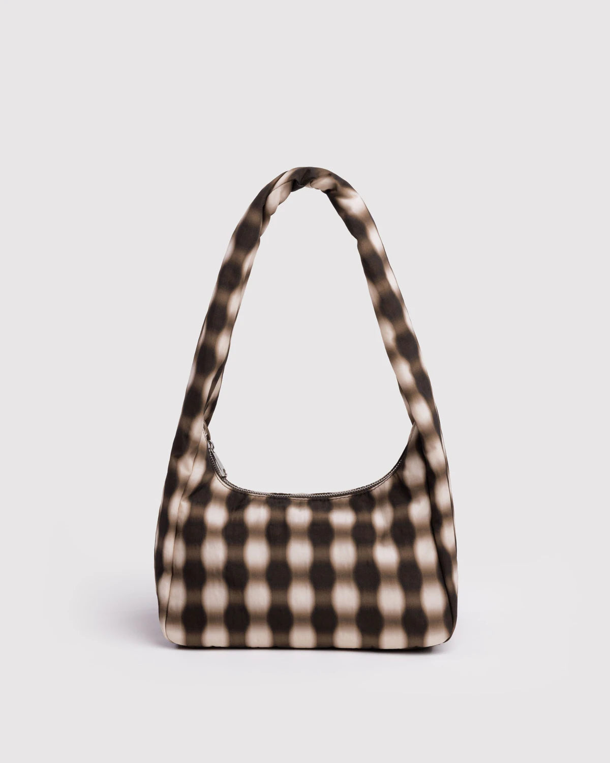 Small Nylon Meringue Bag - Blurred Gingham Brown | Baggu