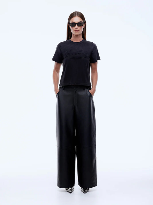 Washed Debossed Relaxed Baby Tee - Black | Ena Pelly