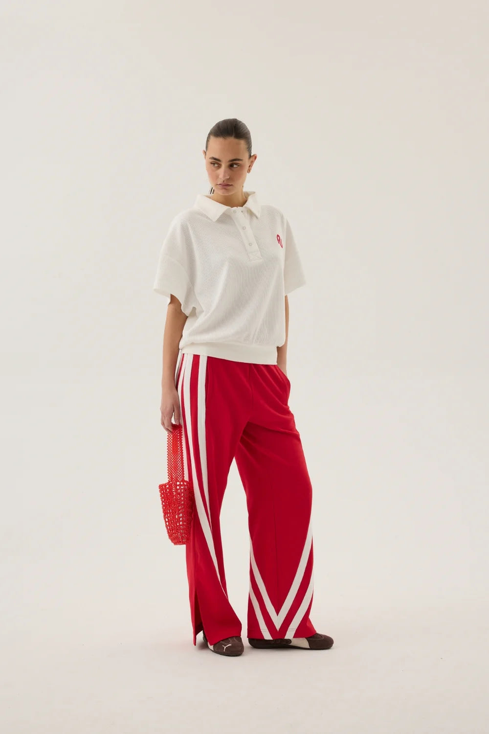 AJ Waffle Short Sleeve Sweatshirt Snow | Araminta James