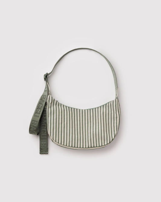 Small Nylon Crescent Bag - Sage Stripe | Baggu