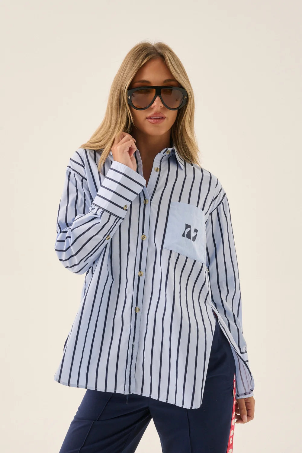 AJ Crest Palermo Shirt - Sea Blue | Araminta James
