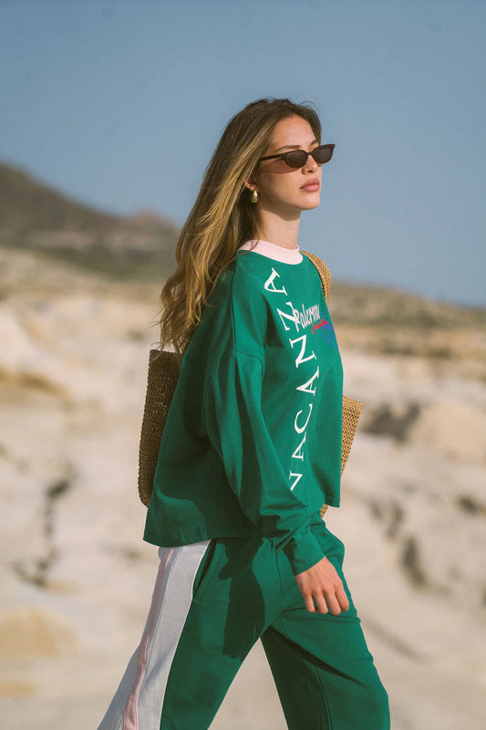 Vacanza Long Sleeve Tee - Sea Green | Araminta James