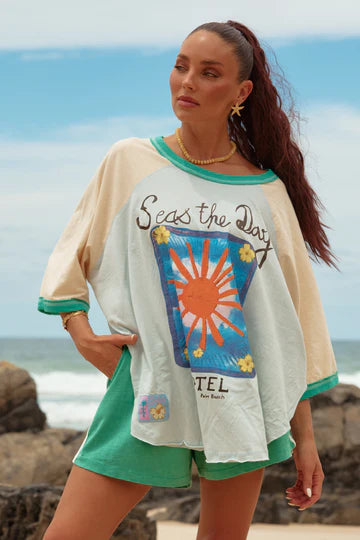 The Long Time No Sea Raglan Tee - Blue | Sabbi
