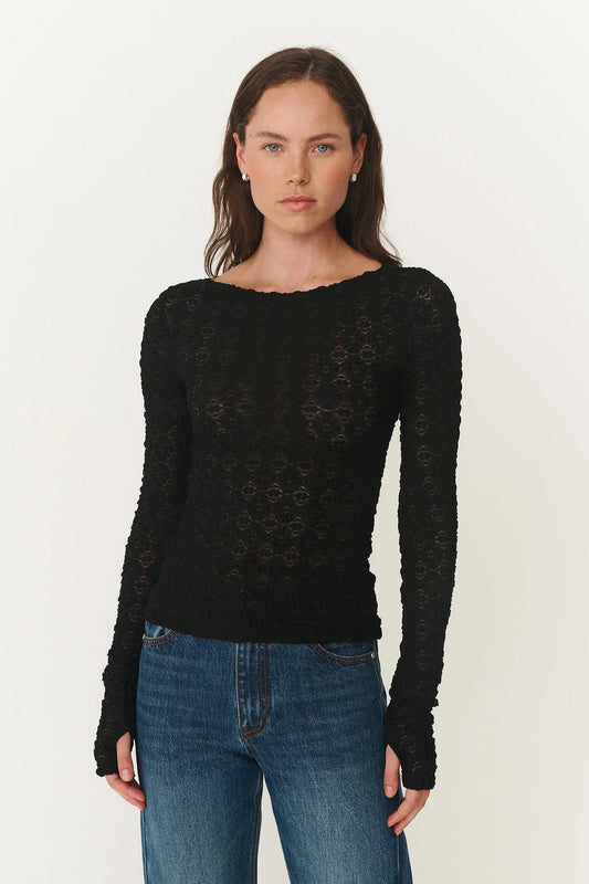 Samantha Clover Lace Top - Noir | Rowie