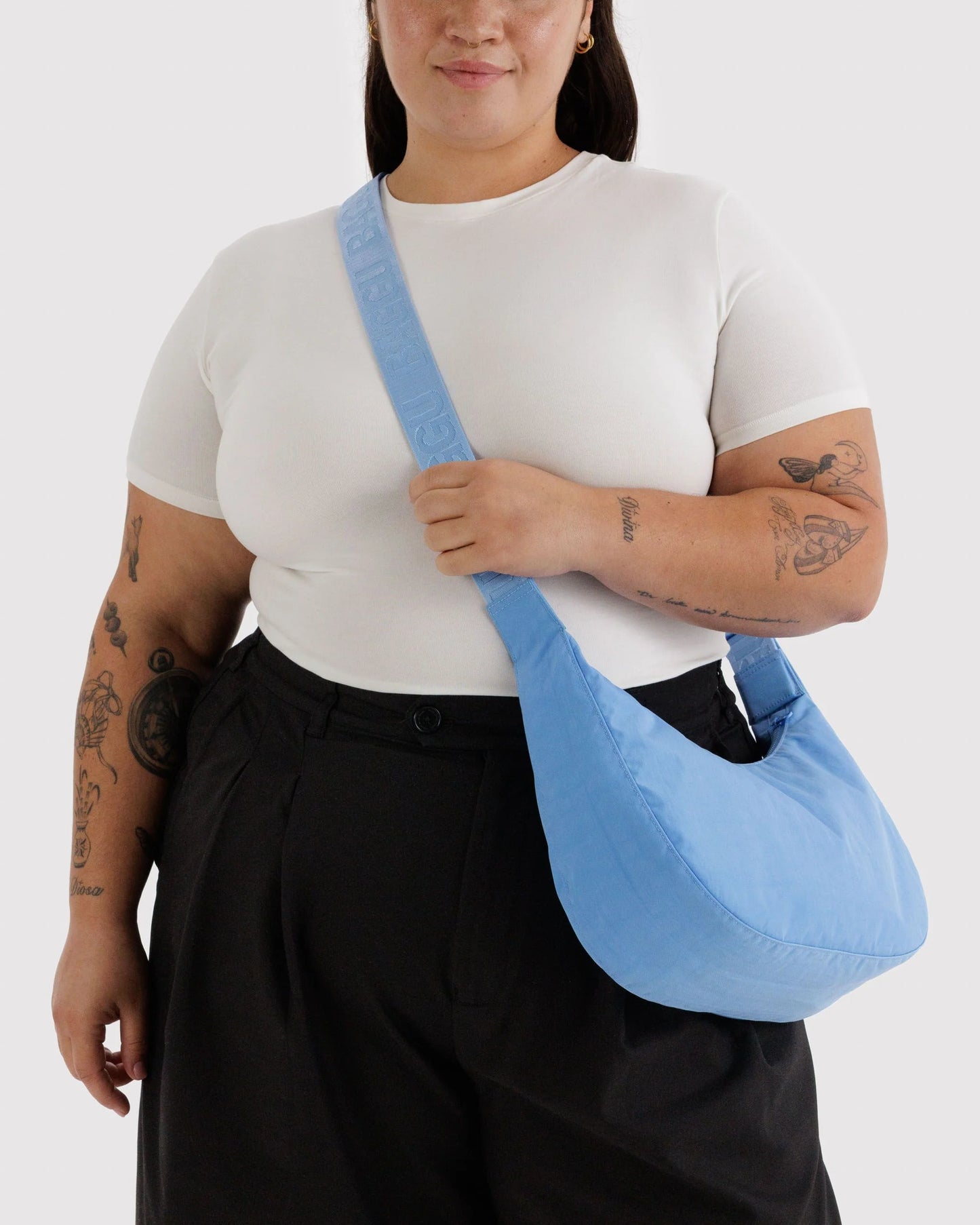 Medium Nylon Crescent Bag - Priscine | Baggu