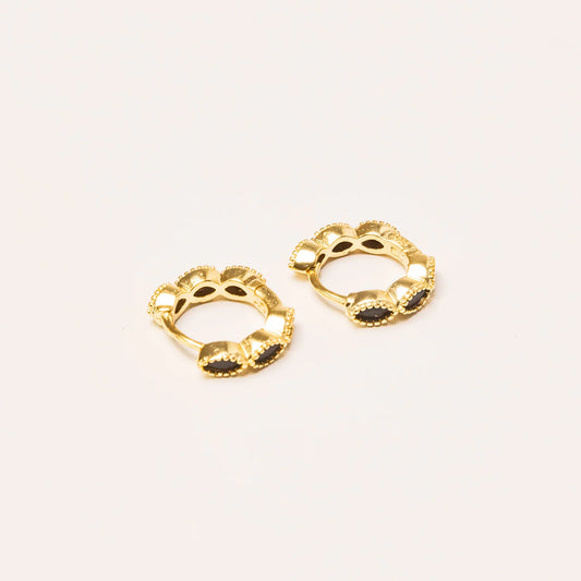 Teardrop Onyx Hoops in Gold | We Are Emte