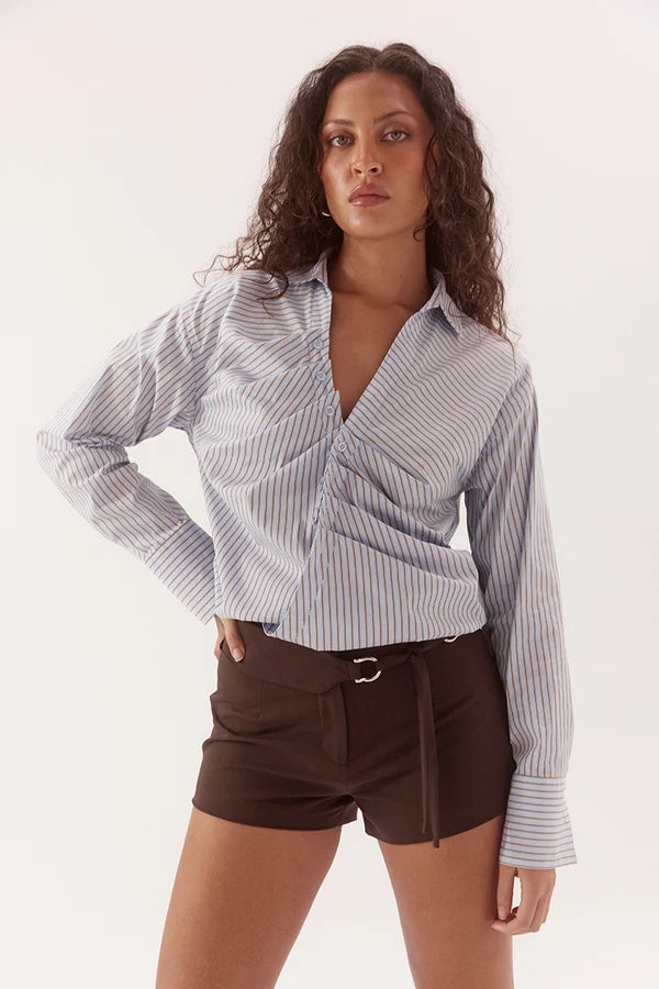 Asun Shirt - Blue/Brown| Sovere