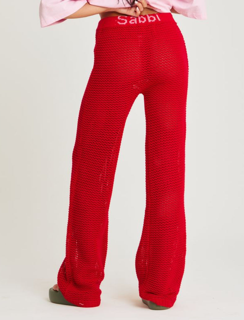 The Plain Knit Beach Pants - Red | Sabbi