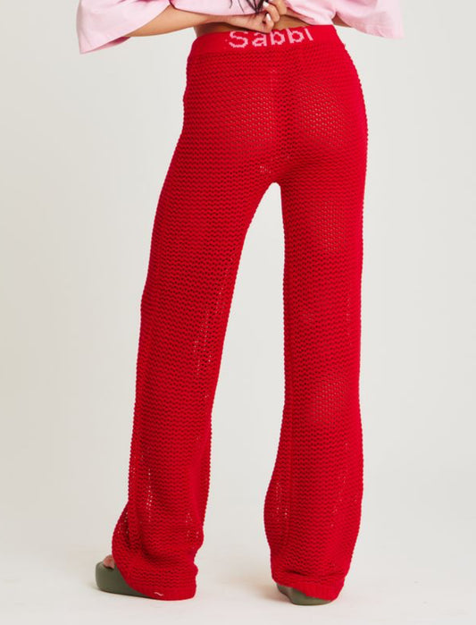 The Plain Knit Beach Pants - Red | Sabbi