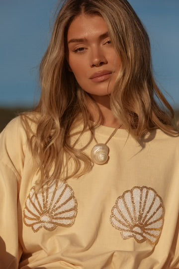 The Very Oversized Shell Titty Tee - Creamy Yellow | Sabbi