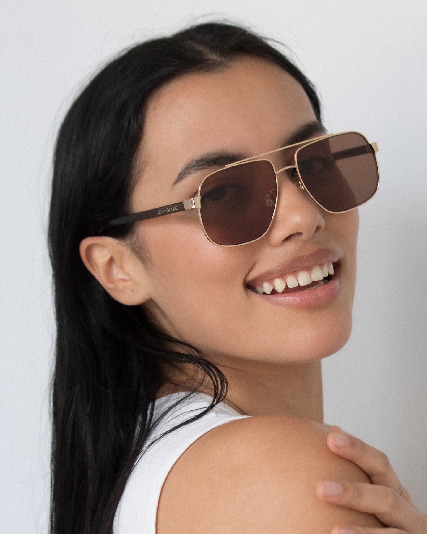 Amelia Sunglasses Black Coffee | Lu Goldie