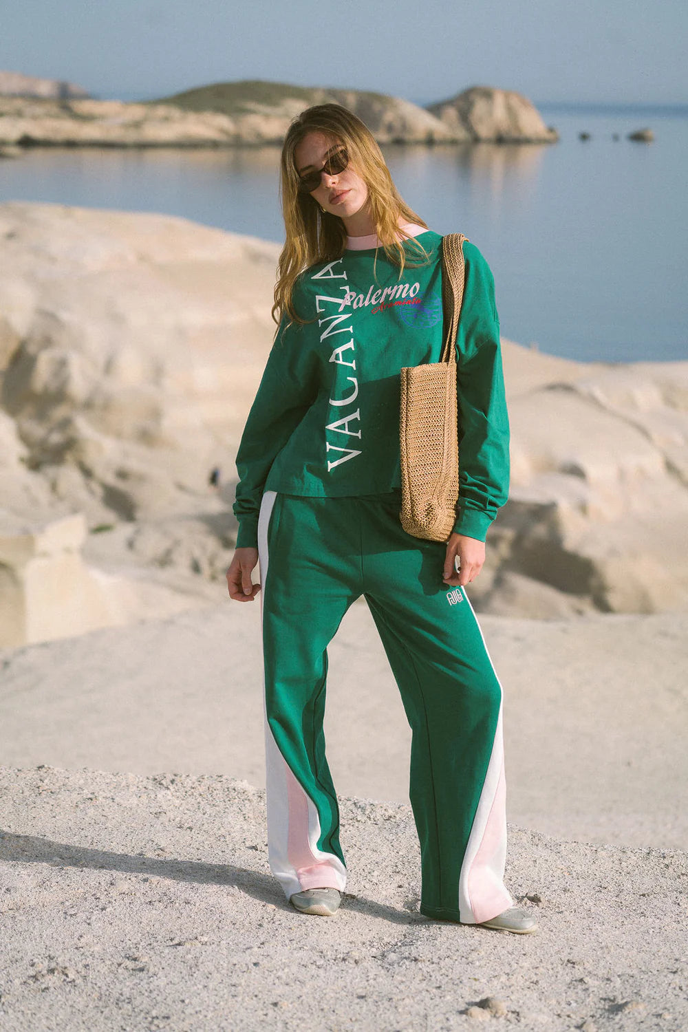 Vacanza Long Sleeve Tee - Sea Green | Araminta James