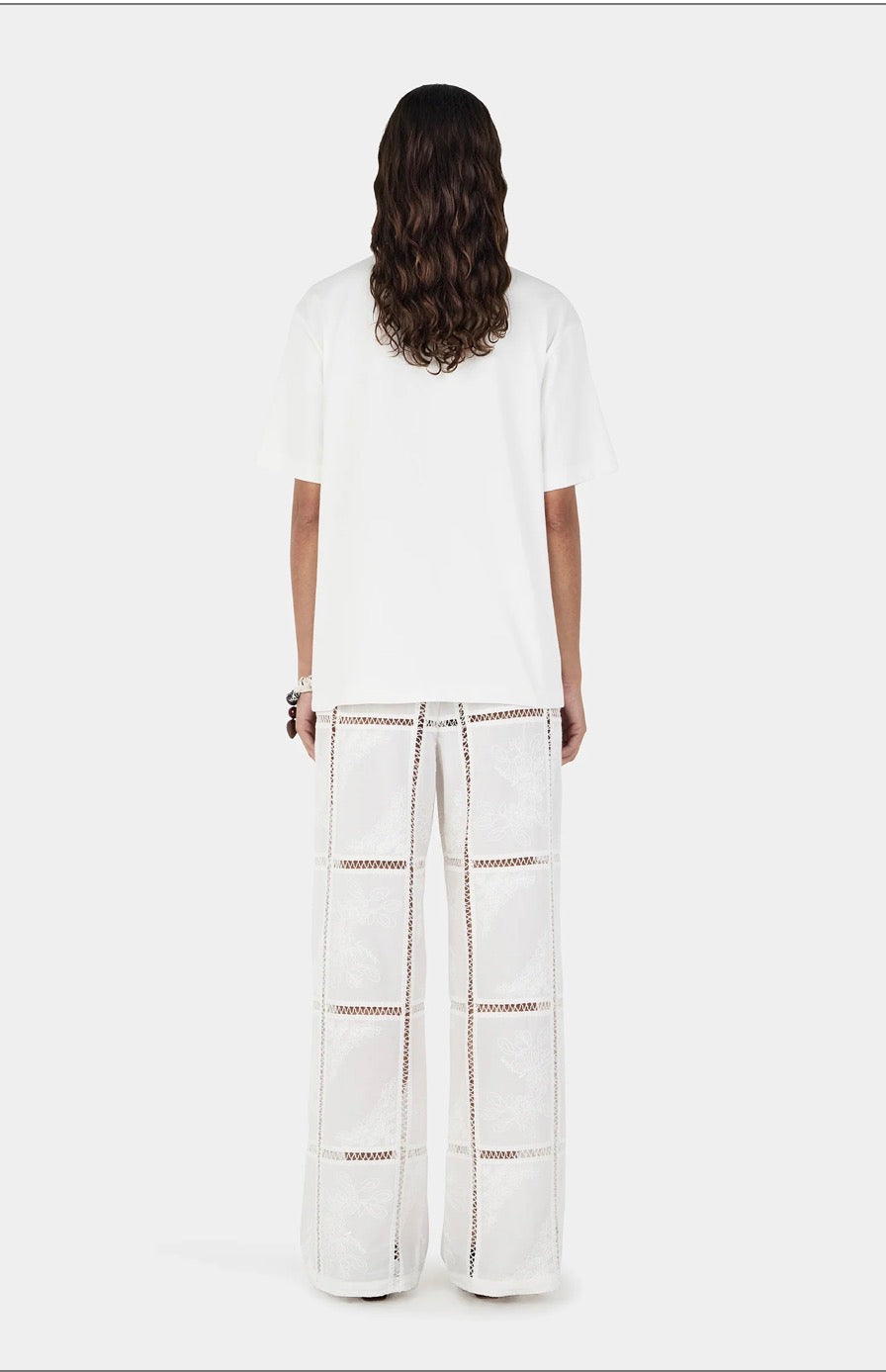 Maxwell Lattice Tshirt Ivory | Hansen & Gretel