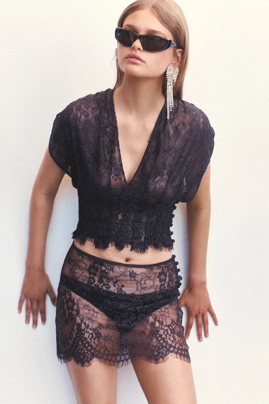 Ruby Lace Top Charcoal | Hansen & Gretel