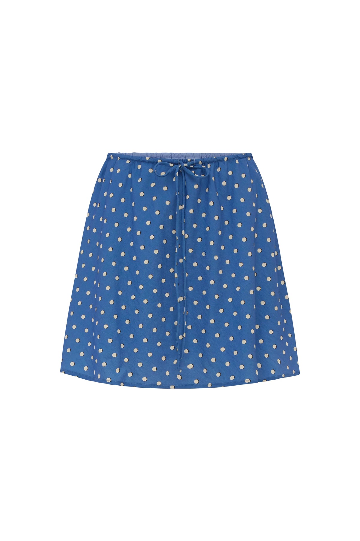 Frannie Silk Mini Skirt - Cornflower Spot | ROWIE