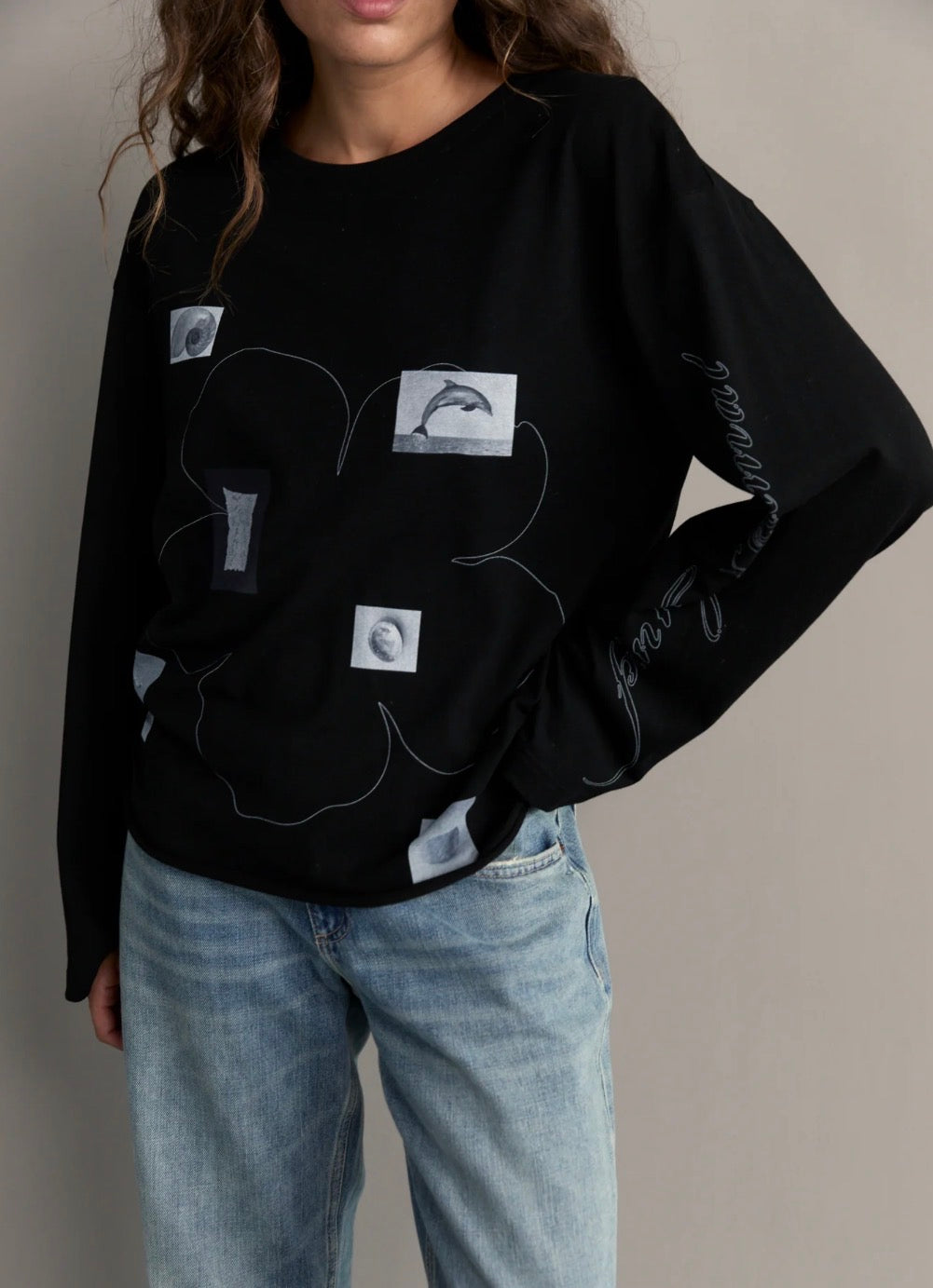 Field Notes Long Sleeve Top - Black | Pinky & Kamal